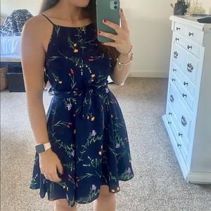 Lulus Navy Blue Floral Print Dress
